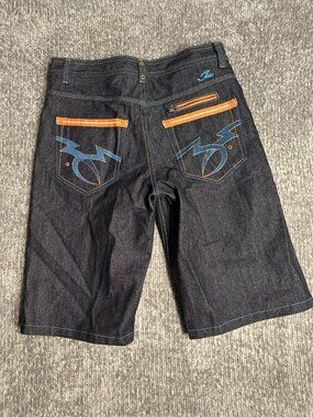 Vintage Jinzu Men’s Denim Shorts Jorts Embroidered Pockets Y2K 34 Knicks Color